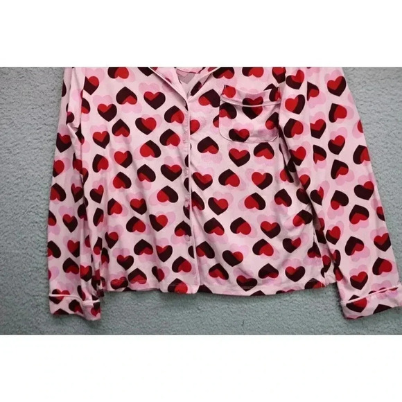 Kate Spade Women's Button Up Pajama Top-Size Medium-Hearts - Picture 3 of 8
